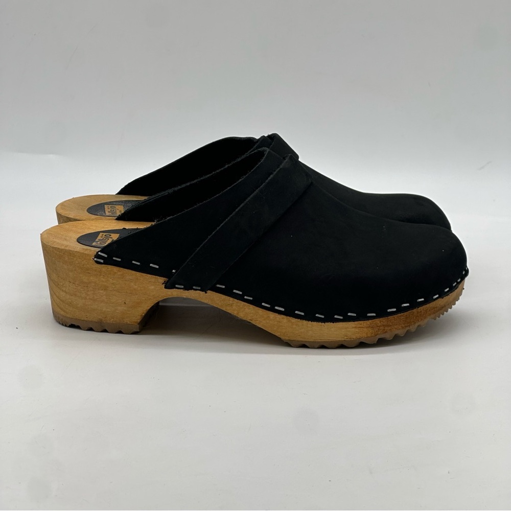 Vollsjö Genuine Leather Wooden Clogs. Size 8